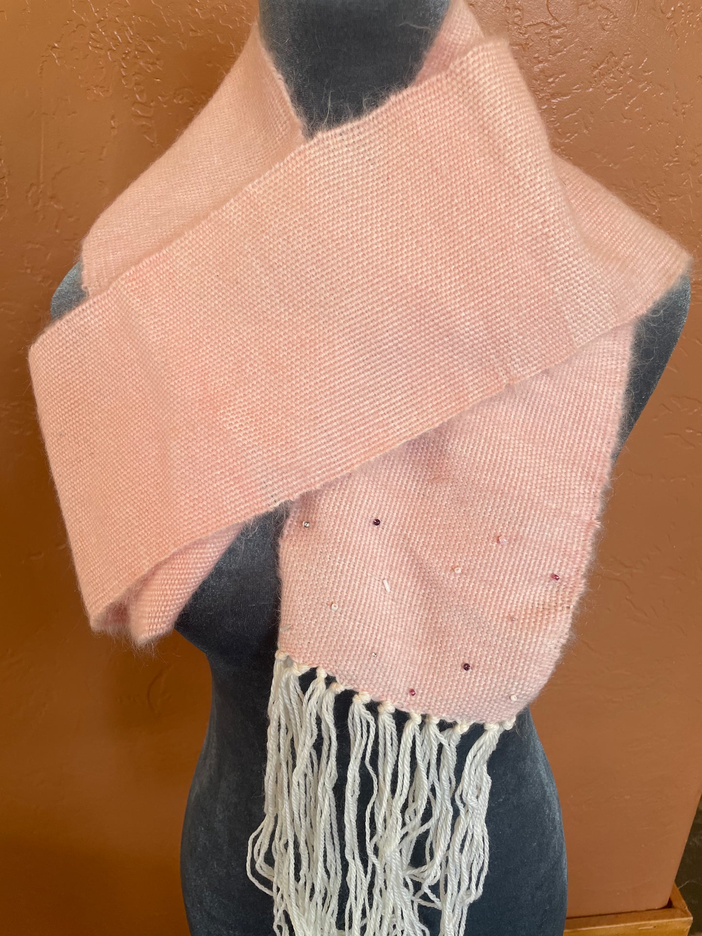 Pink Beaded Scarf