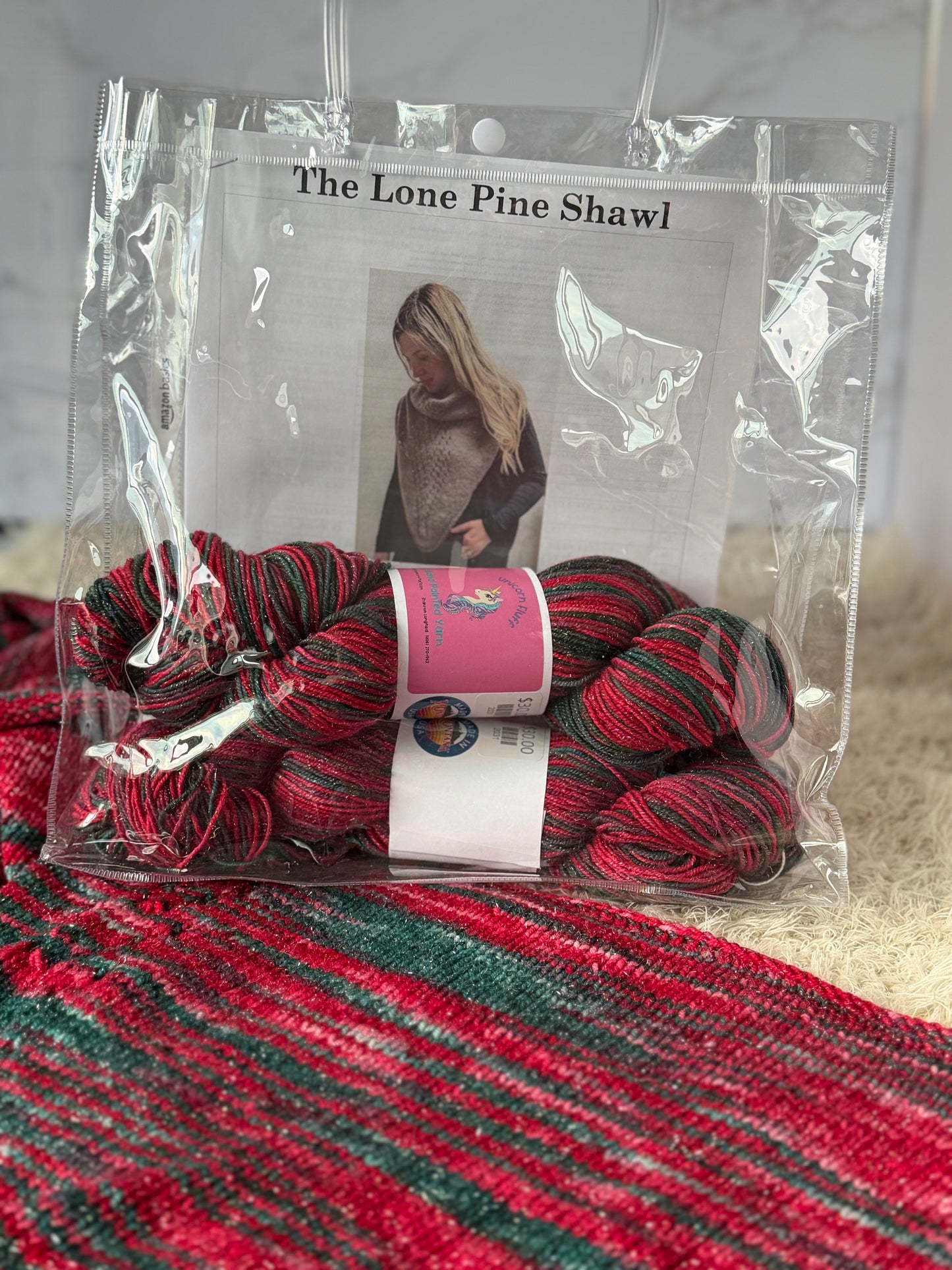 Lone Pine Shaw Kit-Christmas Time Colorway